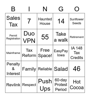 IDR Bingo Card