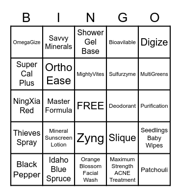 Health & Wellness Bingo Card