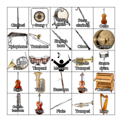 Instrument Bingo! Bingo Card