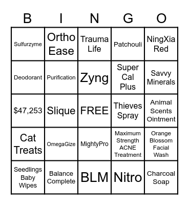 Health & Wellness Bingo Card