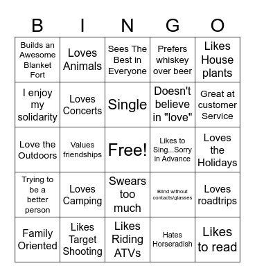 Sarah's Bingo Card