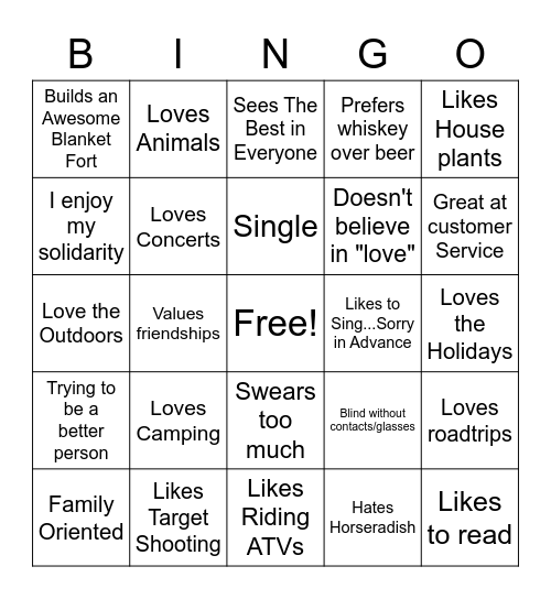 Sarah's Bingo Card