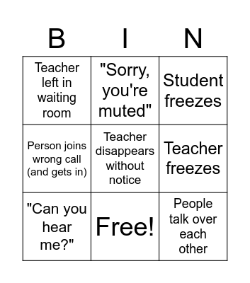 Zoom Eval Conference Bingo Card