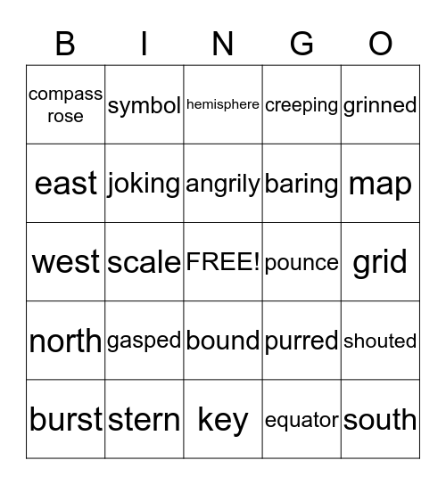 vocabulary Bingo Card