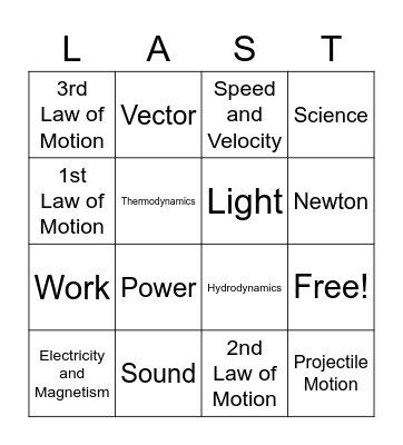 Physics Edition (; Bingo Card
