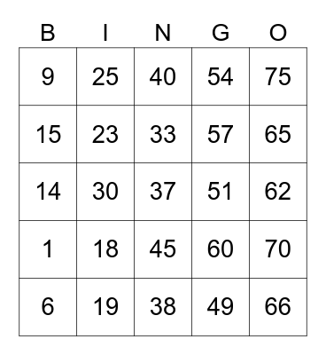 Megan's card Bingo Card