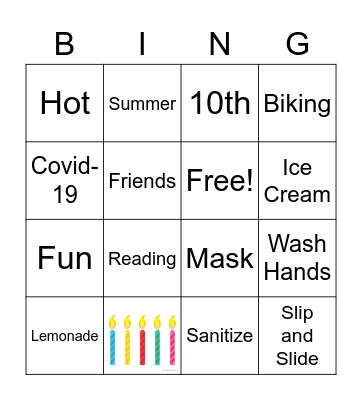 Lauren & Grace's 10th Birthday Bingo Card