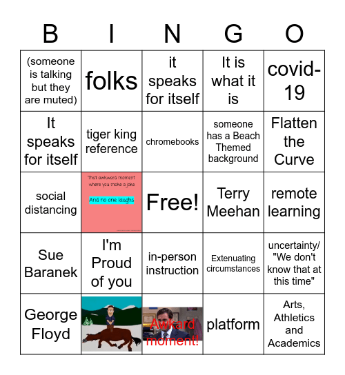 End of the Year Faculty Meeting 2020 Bingo Card