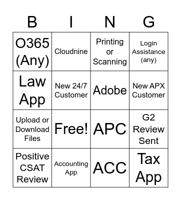 Cloud Services Bingo! Bingo Card