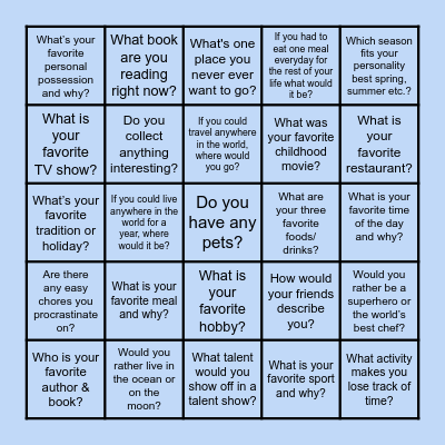 Ice Breaker Bingo Card