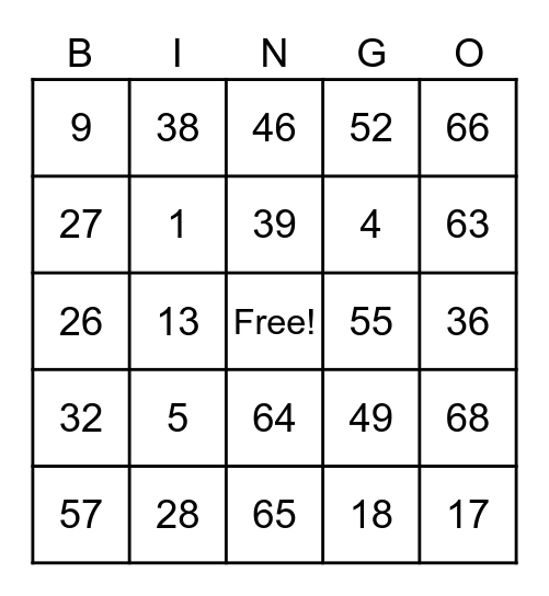 Jerrett Family Bingo Card