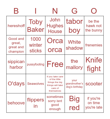 Tabor Sailing Zoom Bingo Card