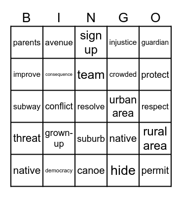 Social Studies Bingo Card