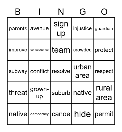 Social Studies Bingo Card