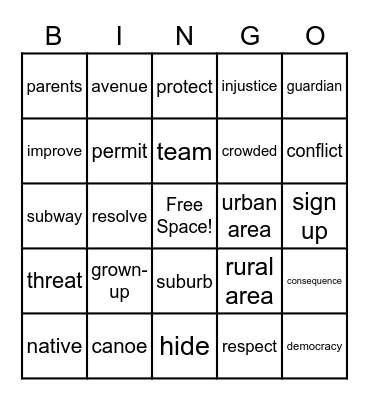 Social Studies Bingo Card