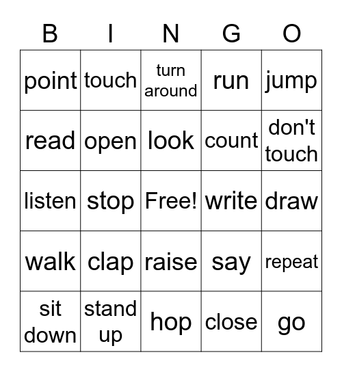 June 2020 Instructions Bingo Card