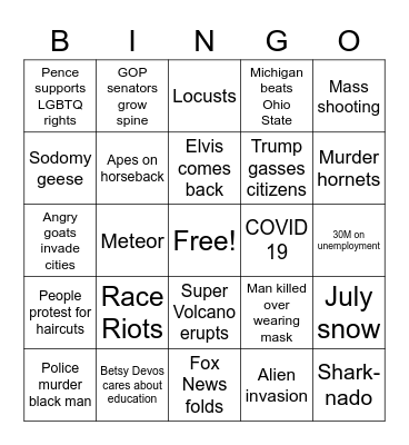 ‘Merica 2020 Bingo Card
