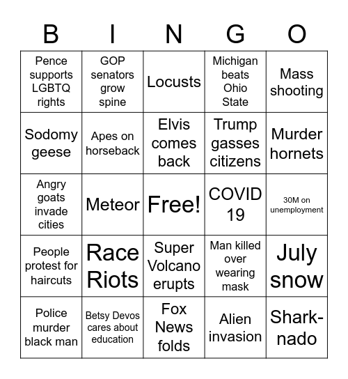 ‘Merica 2020 Bingo Card