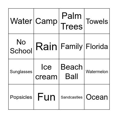 Summer Bingo Card