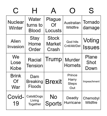 2020 Bingo Card
