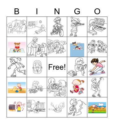 Free Time Activities Bingo Card