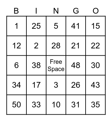 Virtual Spirit Event Bingo Card