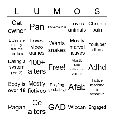 How similar are you to Bingo Card