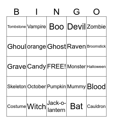 Halloween Bingo Card