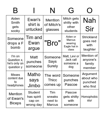 Year 12 General Maths Bingo Card