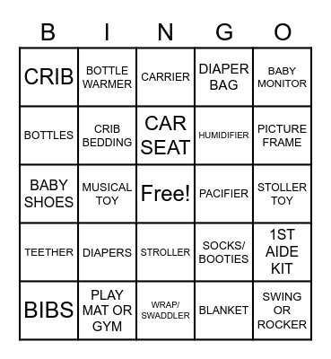 BABY SHOWER Bingo Card