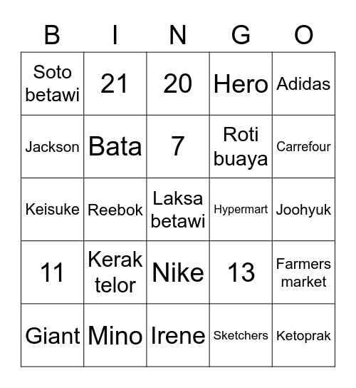 Yongha’s Bingo Card