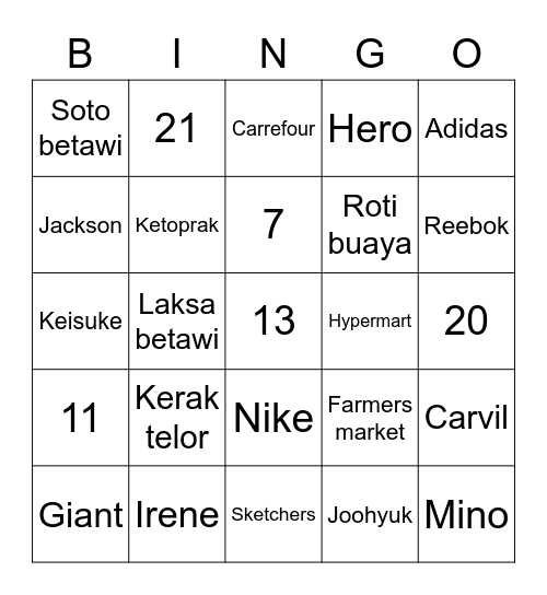 Yongha’s Bingo Card