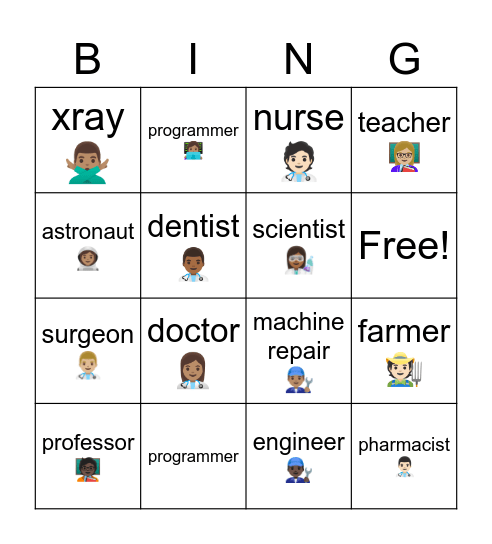 STEM Job Bingo Card