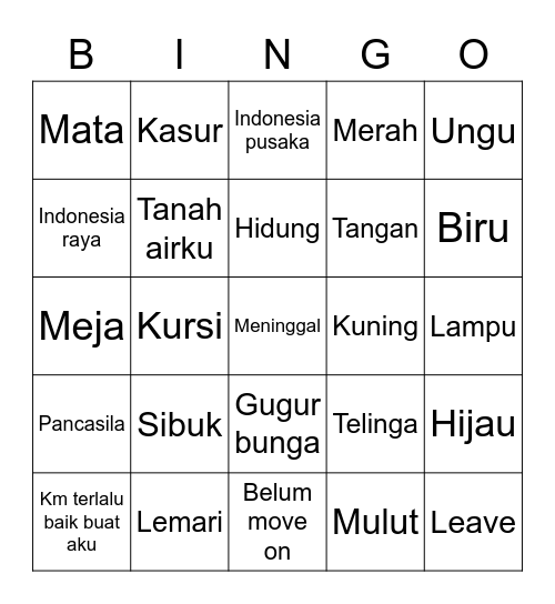 NAYO CANTIK Bingo Card
