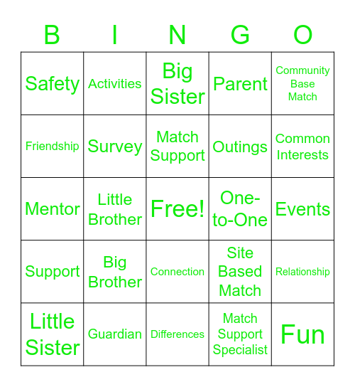 BBBS Bingo Card