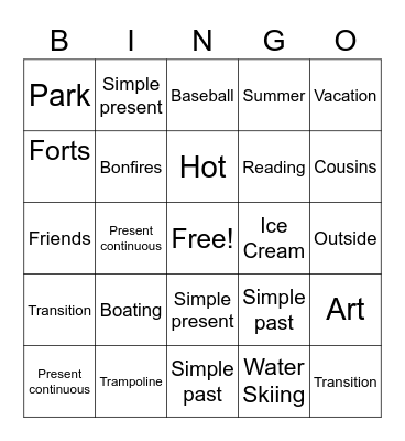 Last Day Of School Bingo Card