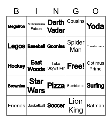 JAMES KING BEE Bingo Card