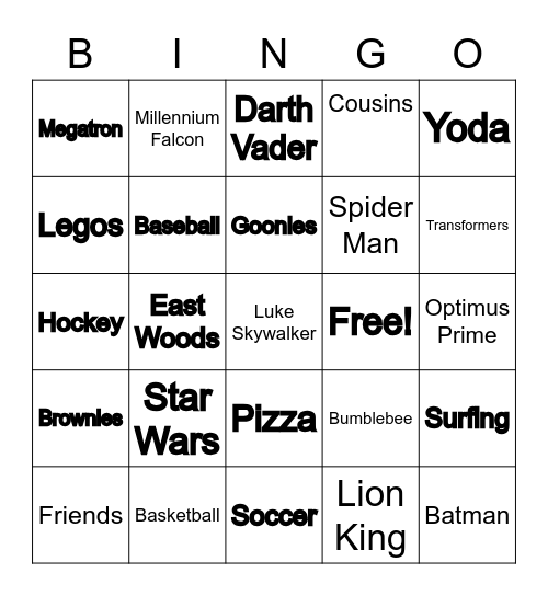 JAMES KING BEE Bingo Card