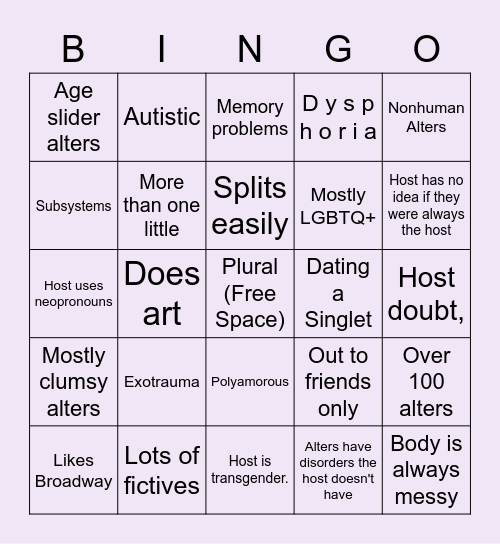 How Similar are You To Galactic System!? Bingo Card