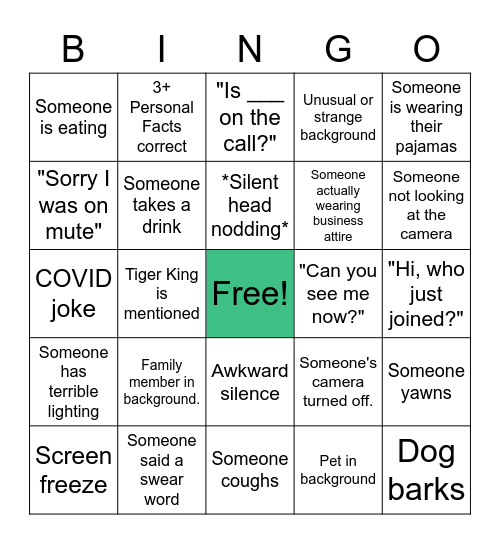 Harmony Happy Hour Bingo Card