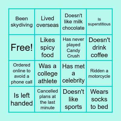 Icebreaker Bingo Card