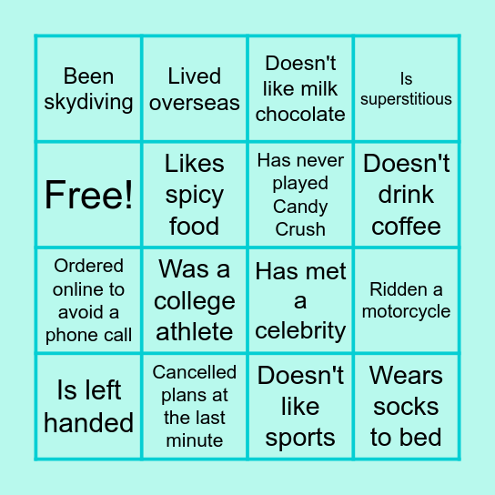 Icebreaker Bingo Card