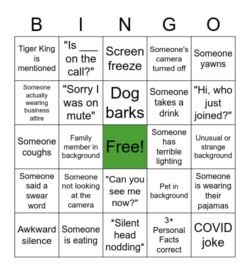 Harmony Happy Hour Bingo Card