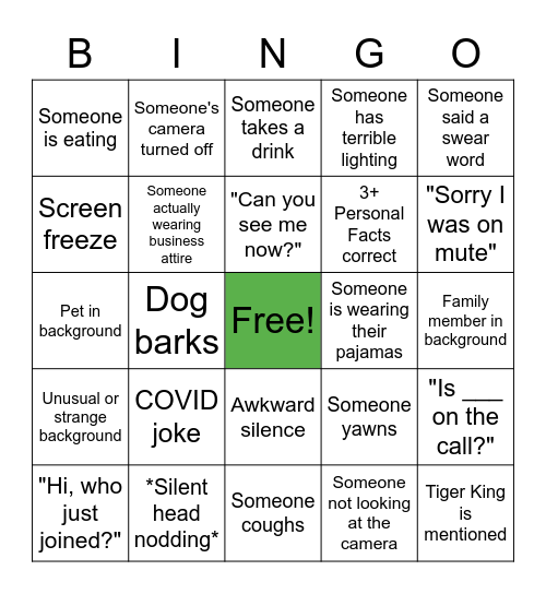 Harmony Happy Hour Bingo Card