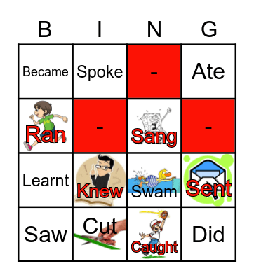 Irregular Verbs Bingo Card