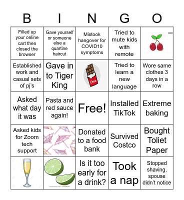 Happy Hour Bingo Card