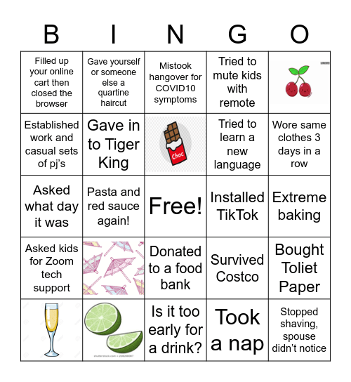 Happy Hour Bingo Card