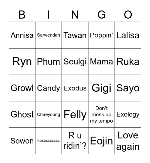 Punya Chaeng Bingo Card