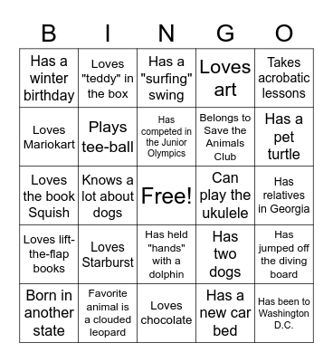 Cousins Bingo Card