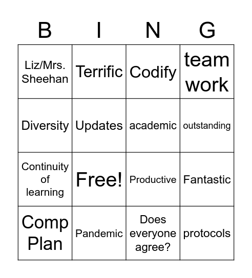 Leadership Bingo Card